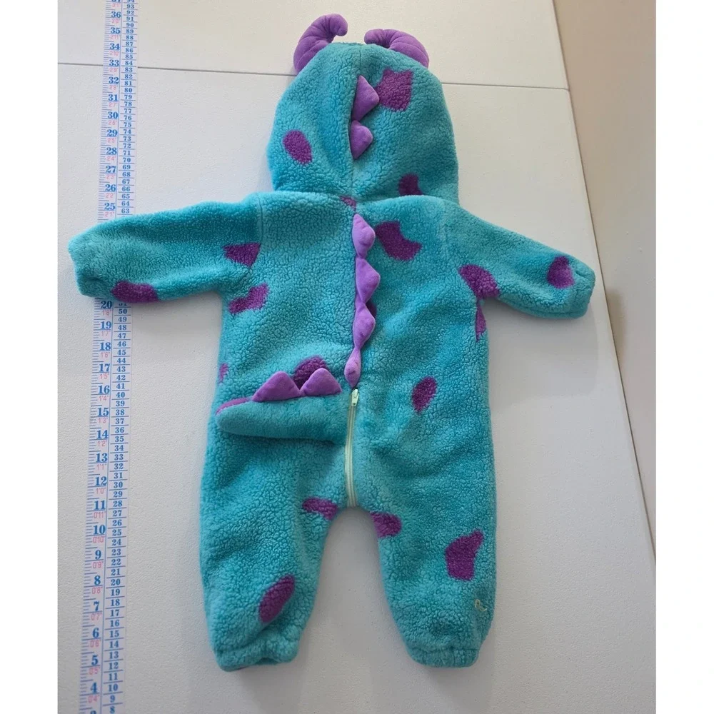 Disney Sulley Costume Romper Kids‎ 24-36 Months Blue Purple Sherpa Fleece Hooded